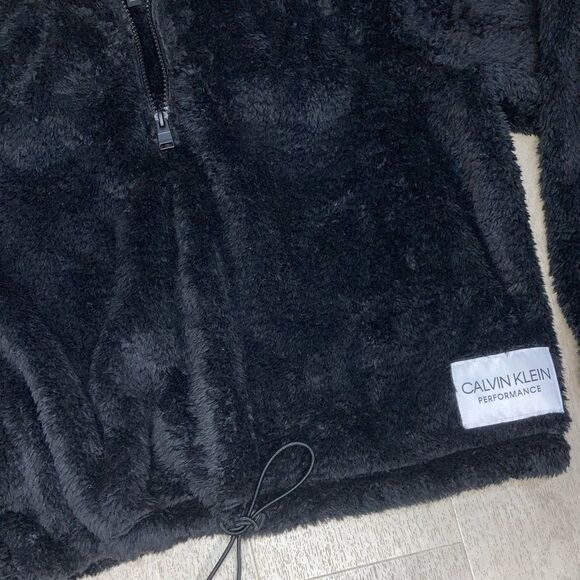 Calvin Klein Performance, Black Cropped Sherpa Fleece 1/4 Zip, Women’s X-Large - Picture 9 of 12